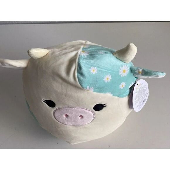 Squishmallows 2023 Easter 12" Belana the Cow Soft Plush With Daisies Daisy NEW - Picture 10 of 10